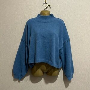 HEM & THREAD Soft Blue Boxy Mockneck Sweater, Size S, NWT